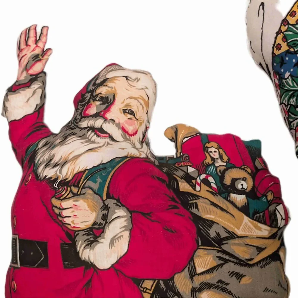 Santa Claus Y2K Vintage Handmade Stuffed Christmas Throw Pillow